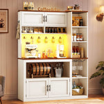 Itaar | Farmhouse Bakers Rack Coffee Bar Cabinet with Storage Power Outlet