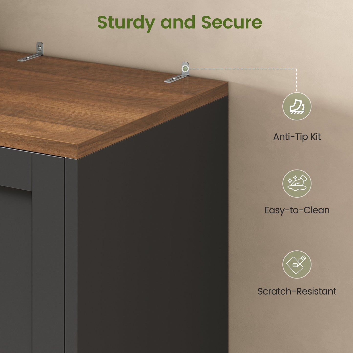 Itaar Narrow Kitchen Pantry Cabinet with 3 Door Shelves 3 Drawer