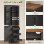 Itaar Narrow Kitchen Pantry Cabinet with 3 Door Shelves 3 Drawer