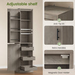 Itaar Narrow Kitchen Pantry Cabinet with 3 Door Shelves 3 Drawer
