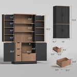 Itaar | 70.9 Inch Kitchen Pantry Cabinet 8 Door Shelves and 4 Drawers