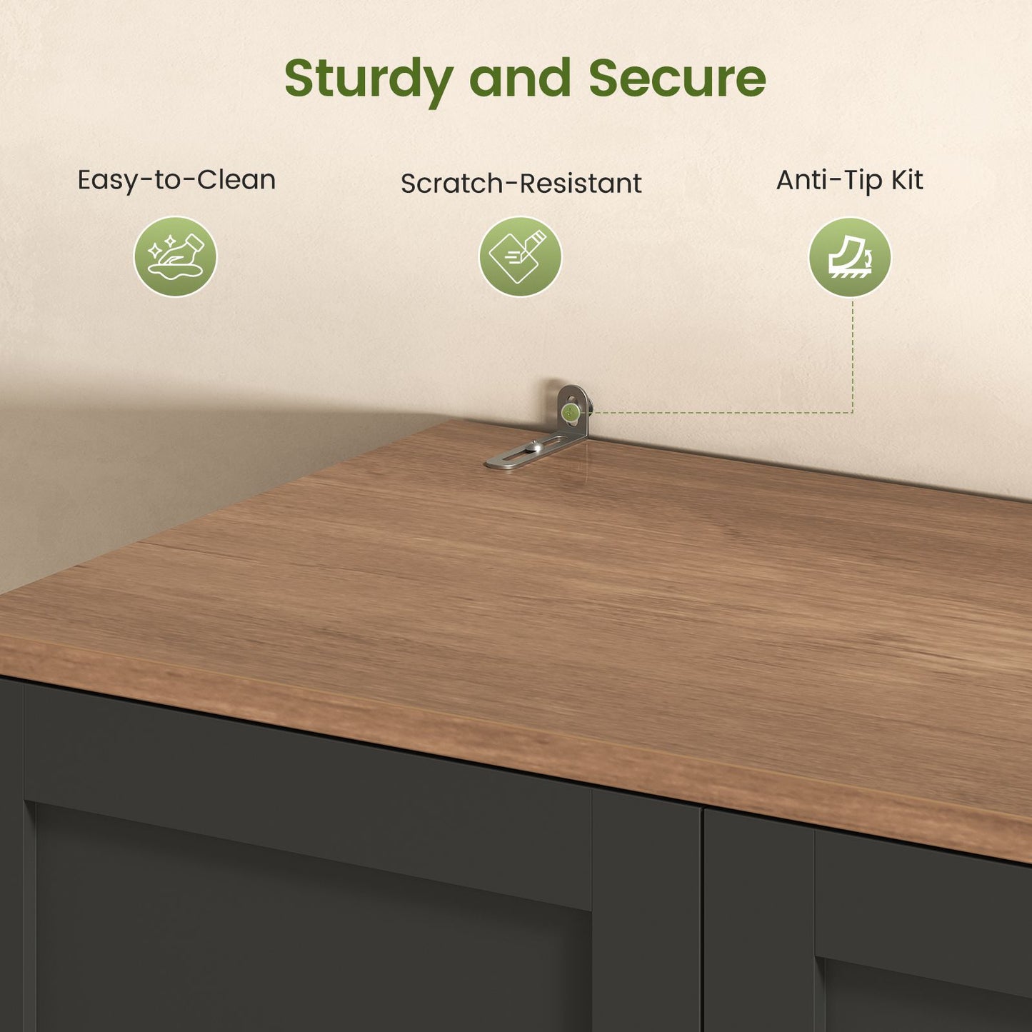 Itaar | 70.9 Inch Kitchen Pantry Cabinet 8 Door Shelves and 4 Drawers