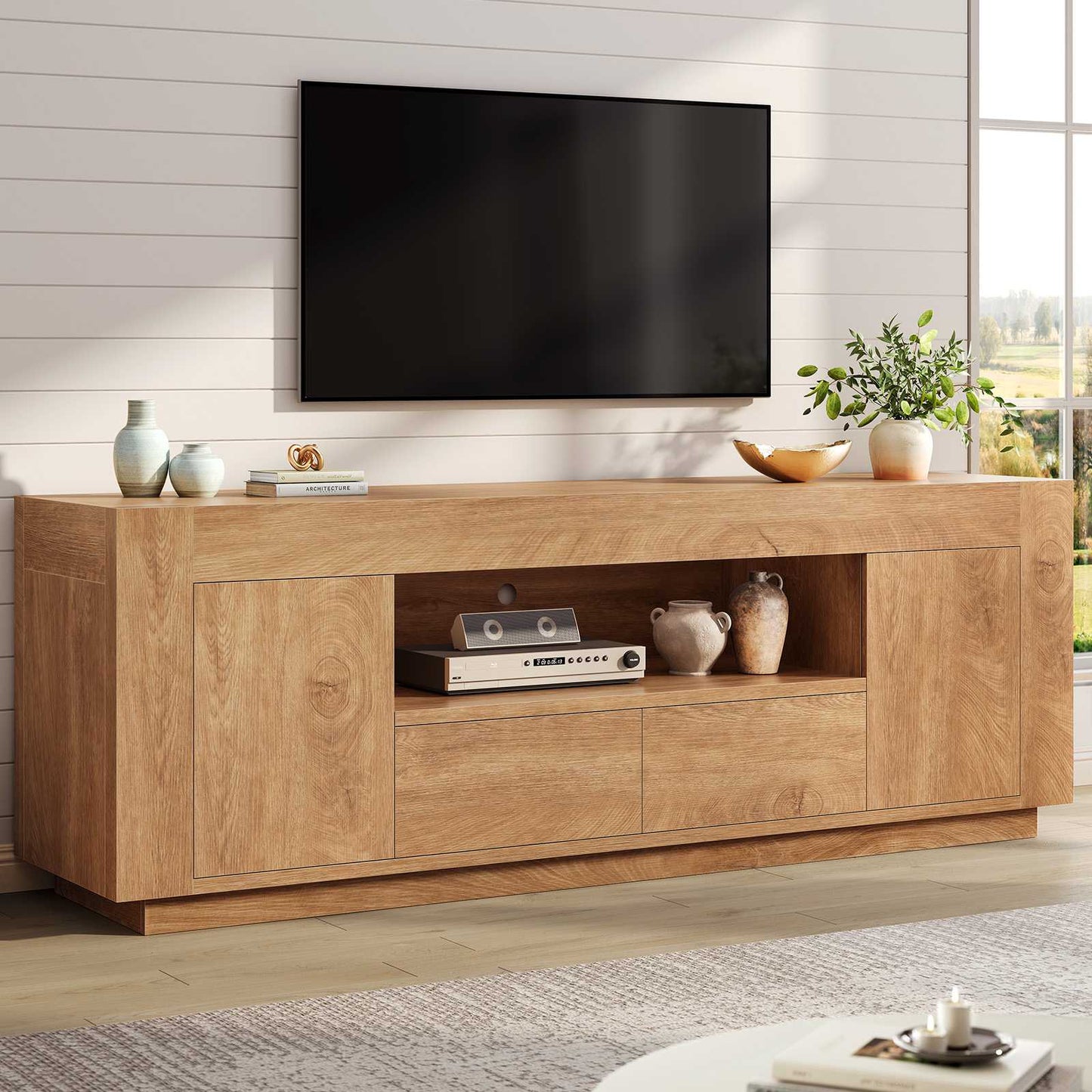 Itaar | 70 Inch TV Stand for 80 Inch TV Farmhouse Entertainment Center