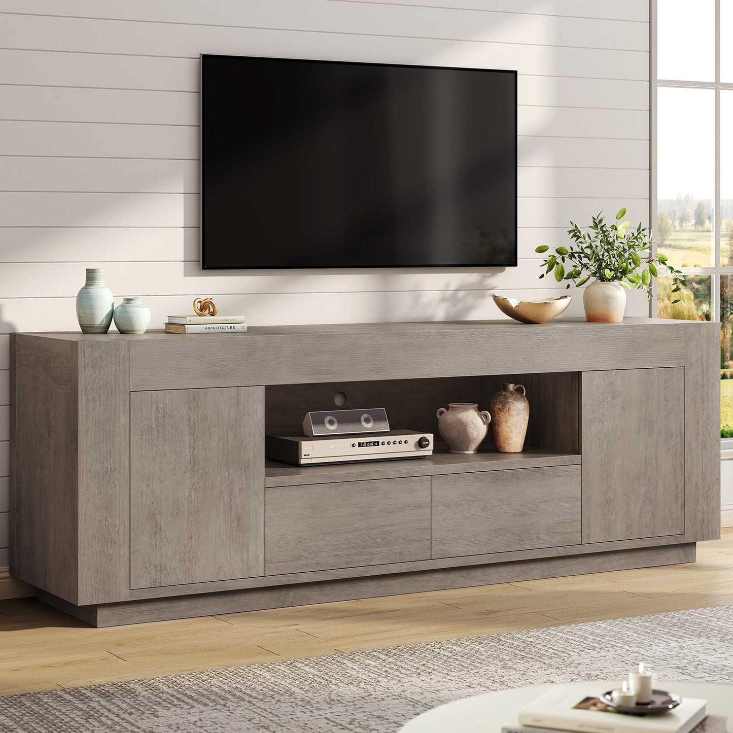 Itaar | 70 Inch TV Stand for 80 Inch TV Farmhouse Entertainment Center