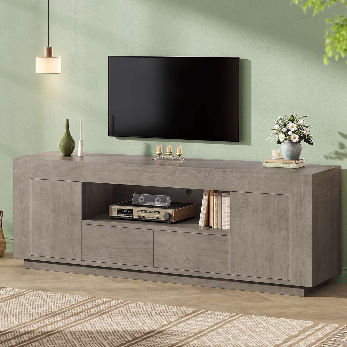 Itaar | 70 Inch TV Stand for 80 Inch TV Farmhouse Entertainment Center