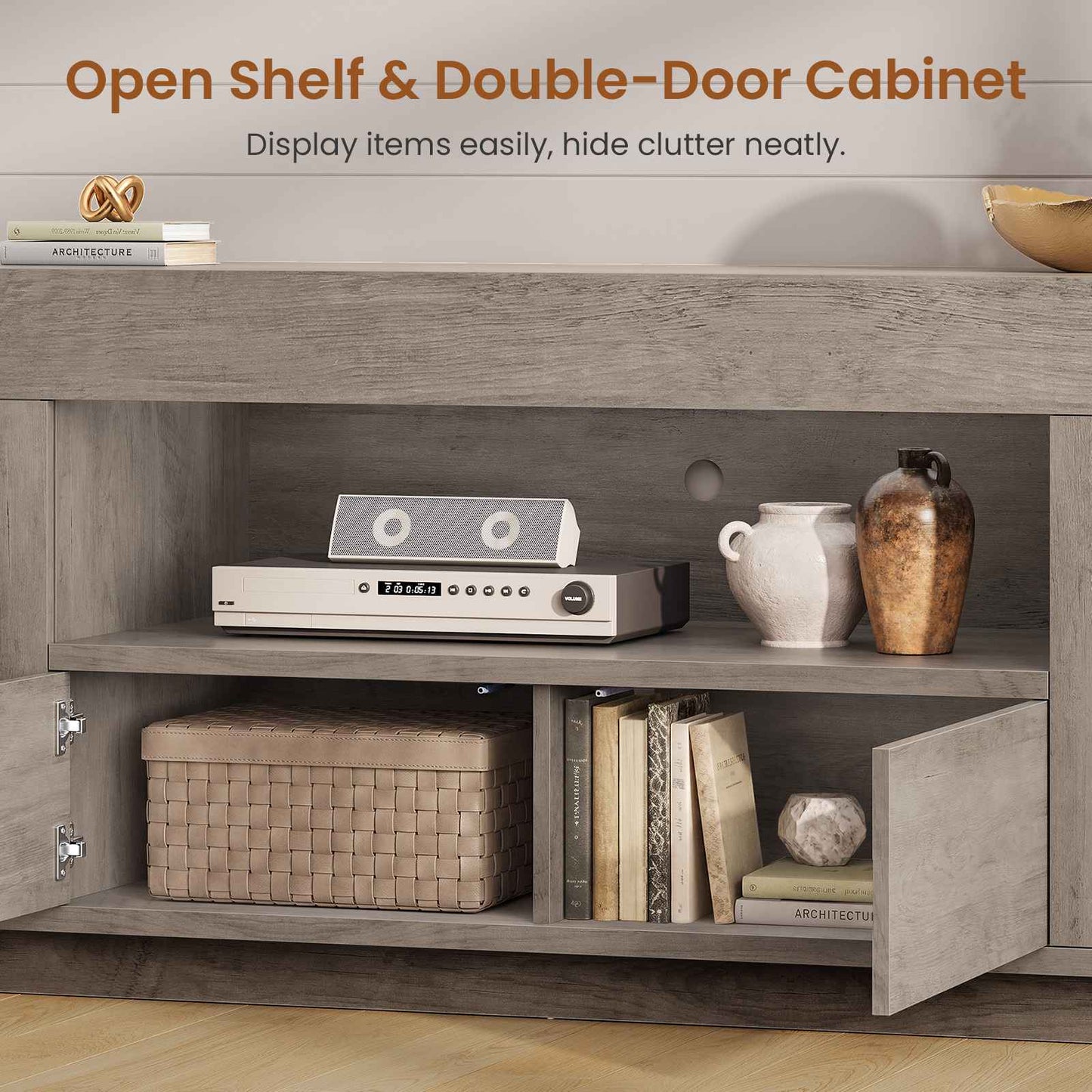 Itaar | 70 Inch TV Stand for 80 Inch TV Farmhouse Entertainment Center