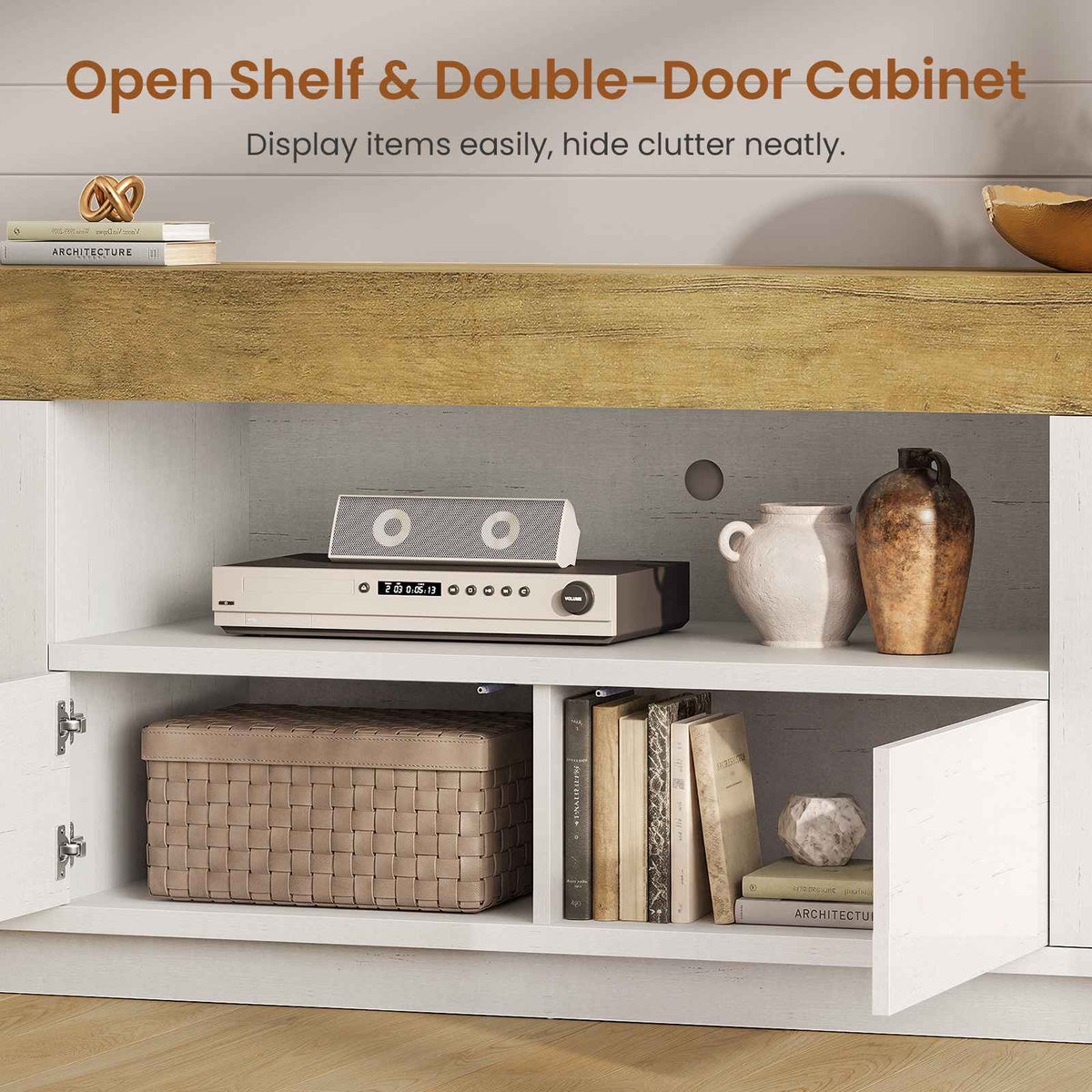 Itaar | 70 Inch TV Stand for 80 Inch TV Farmhouse Entertainment Center