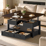 Itaar | 40 Inch Farmhouse Lift Top Coffee Table with 2 Drawers for Living Room