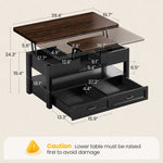 Itaar | 40 Inch Farmhouse Lift Top Coffee Table with 2 Drawers for Living Room
