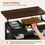 Itaar | 40 Inch Farmhouse Lift Top Coffee Table with 2 Drawers for Living Room