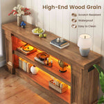 Itaar | 63 Inch Farmhouse Console Table with LED Lights and Charging Station