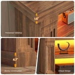 Itaar | 63 Inch Farmhouse Console Table with LED Lights and Charging Station