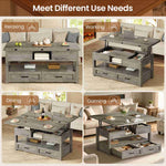 Itaar | 40 Inch Farmhouse Lift Top Coffee Table with 2 Drawers for Living Room