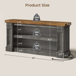 Itaar | 63 Inch Farmhouse Console Table with LED Lights and Charging Station