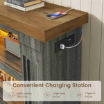 Itaar | 63 Inch Farmhouse Console Table with LED Lights and Charging Station