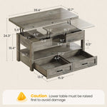 Itaar | 40 Inch Farmhouse Lift Top Coffee Table with 2 Drawers for Living Room