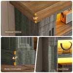 Itaar | 63 Inch Farmhouse Console Table with LED Lights and Charging Station