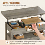 Itaar | 40 Inch Farmhouse Lift Top Coffee Table with 2 Drawers for Living Room