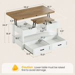 Itaar | 40 Inch Farmhouse Lift Top Coffee Table with 2 Drawers for Living Room
