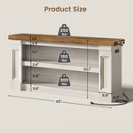 Itaar | 63 Inch Farmhouse Console Table with LED Lights and Charging Station