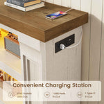 Itaar | 63 Inch Farmhouse Console Table with LED Lights and Charging Station
