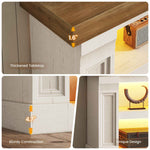 Itaar | 63 Inch Farmhouse Console Table with LED Lights and Charging Station