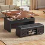 Itaar | Lift Top Coffee Table with Storage Bench  Farmhouse Convertible Coffee Table 4 Modes with Hidden Compartments