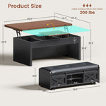 Itaar | Lift Top Coffee Table with Storage Bench  Farmhouse Convertible Coffee Table 4 Modes with Hidden Compartments