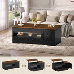 Itaar | 39.4 Inch Farmhouse Lift Top Coffee Table with 2 Drawer Storage Cabinet