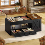 Itaar | 39.4 Inch Farmhouse Lift Top Coffee Table with 2 Drawer Storage Cabinet