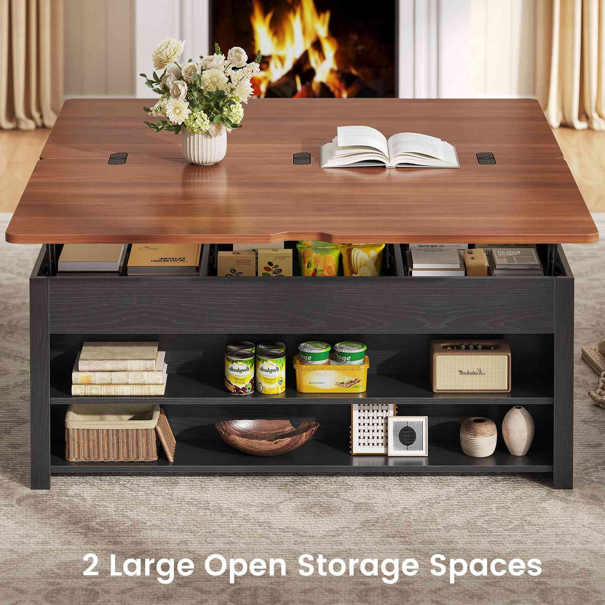 Itaar | Lift Top Coffee Table with Storage Bench  Farmhouse Convertible Coffee Table 4 Modes with Hidden Compartments