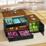 Itaar | 39.4 Inch Farmhouse Lift Top Coffee Table with 2 Drawer Storage Cabinet