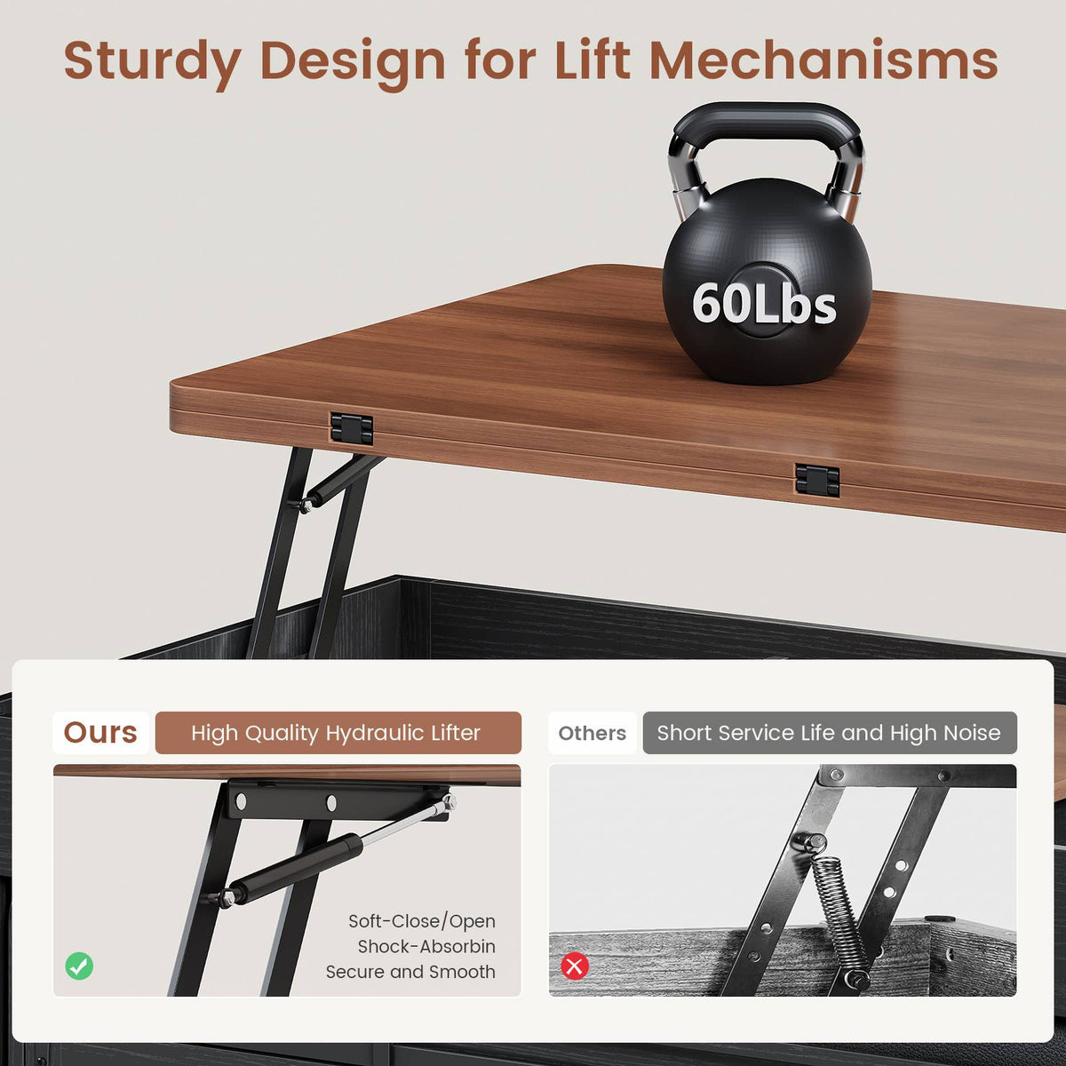 Itaar | Lift Top Coffee Table with Storage Bench  Farmhouse Convertible Coffee Table 4 Modes with Hidden Compartments