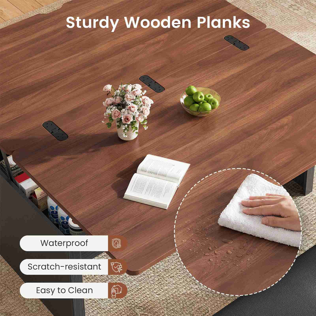 Itaar | Lift Top Coffee Table with Storage Bench  Farmhouse Convertible Coffee Table 4 Modes with Hidden Compartments
