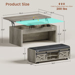 Itaar | Lift Top Coffee Table with Storage Bench  Farmhouse Convertible Coffee Table 4 Modes with Hidden Compartments