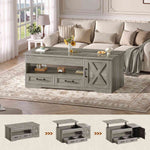 Itaar | 39.4 Inch Farmhouse Lift Top Coffee Table with 2 Drawer Storage Cabinet