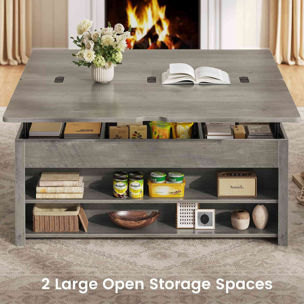 Itaar | Lift Top Coffee Table with Storage Bench  Farmhouse Convertible Coffee Table 4 Modes with Hidden Compartments
