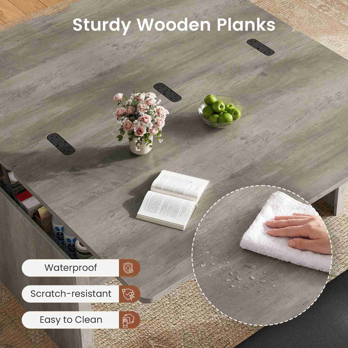 Itaar | Lift Top Coffee Table with Storage Bench  Farmhouse Convertible Coffee Table 4 Modes with Hidden Compartments