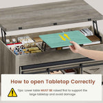 Itaar | Lift Top Coffee Table with Storage Bench  Farmhouse Convertible Coffee Table 4 Modes with Hidden Compartments