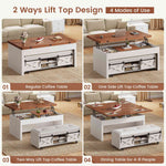 Itaar | Lift Top Coffee Table with Storage Bench  Farmhouse Convertible Coffee Table 4 Modes with Hidden Compartments