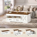 Itaar | 39.4 Inch Farmhouse Lift Top Coffee Table with 2 Drawer Storage Cabinet