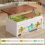 Itaar | Lift Top Coffee Table with Storage Bench  Farmhouse Convertible Coffee Table 4 Modes with Hidden Compartments