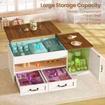 Itaar | 39.4 Inch Farmhouse Lift Top Coffee Table with 2 Drawer Storage Cabinet