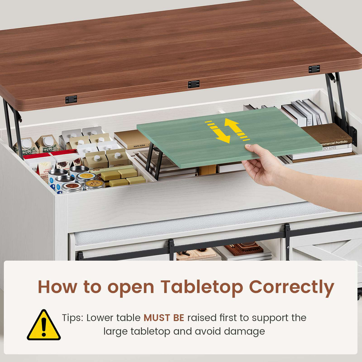 Itaar | Lift Top Coffee Table with Storage Bench  Farmhouse Convertible Coffee Table 4 Modes with Hidden Compartments