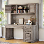 Itaar | 47.2 Inch Farmhouse Computer Desk with Hutch and 3 Drawers