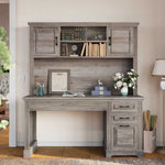 Itaar | 47.2 Inch Farmhouse Computer Desk with Hutch and 3 Drawers