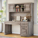Itaar | 47.2 Inch Farmhouse Computer Desk with Hutch and 3 Drawers