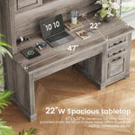 Itaar | 47.2 Inch Farmhouse Computer Desk with Hutch and 3 Drawers