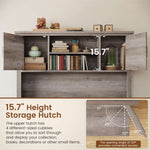 Itaar | 47.2 Inch Farmhouse Computer Desk with Hutch and 3 Drawers