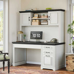 Itaar | 47.2 Inch Farmhouse Computer Desk with Hutch and 3 Drawers